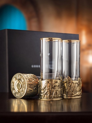 Набор 3 стопки патрон Профессии "Нефтяник", в черной подарочной упаковке