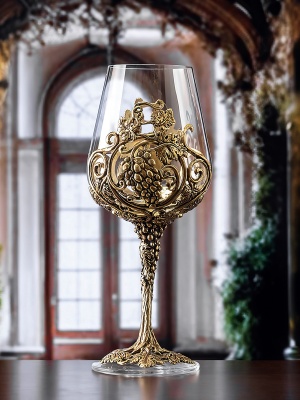 Набор 4 бокала для вина "Лоза Роял",в черной подарочной упаковке.