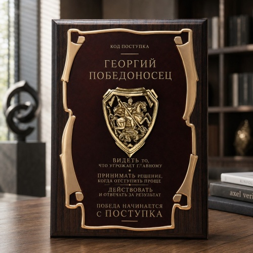 Панно подарочное Георгий Победоносец. Код поступка в подарочной коробке