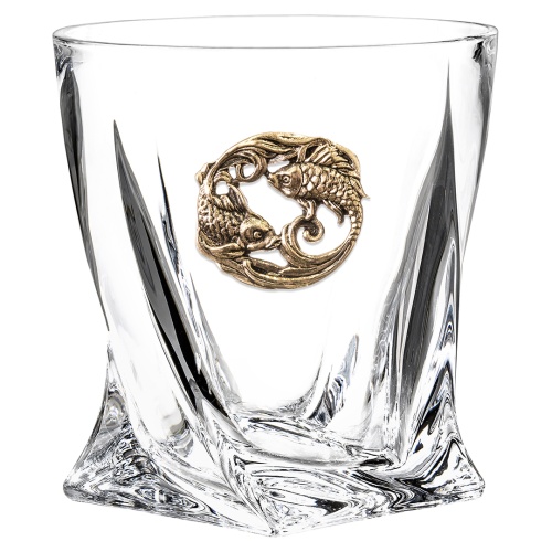 Набор 2 бокала для виски с накладкой "Рыбы", в коробке из дизайнерского картона