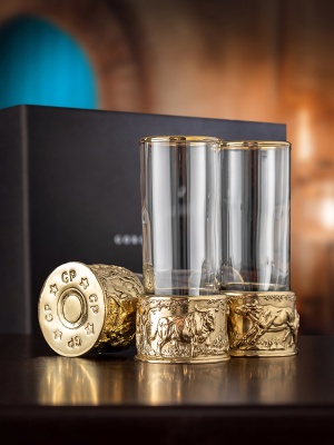 Набор из 3-х стопок-патрон Буйвол в черной подарочной коробке