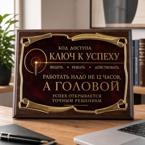 Плакетка наградная Ключ к успеху. Код доступа в черной коробке