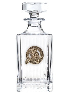 Набор для крепких напитков Таймлесс ( 4 бокала + штоф) с накладкой "Тигр" латунь в подарочной упаковке