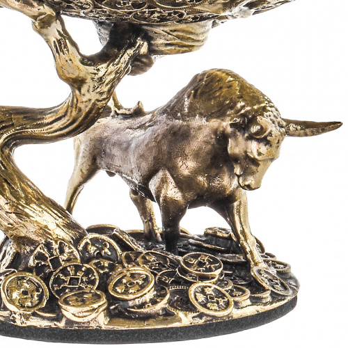 Бокал для коньяка ручной работы  "Денежный Бык" 310 мл в подарочной коробке