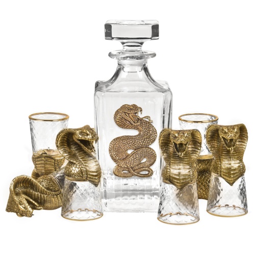 Набор 6 стопок-перевертышей со штофом "Змея", в коробке из дизайнерского картона