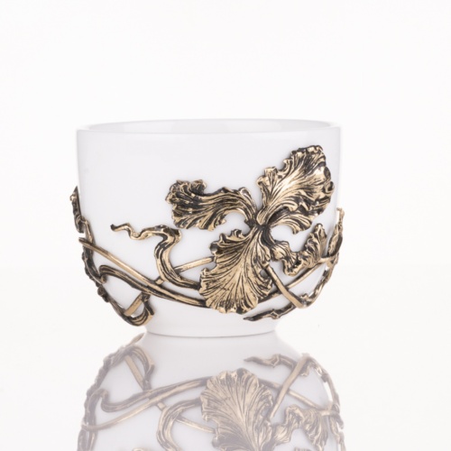 Чайная пара Ирис латунь в черной подарочной коробке