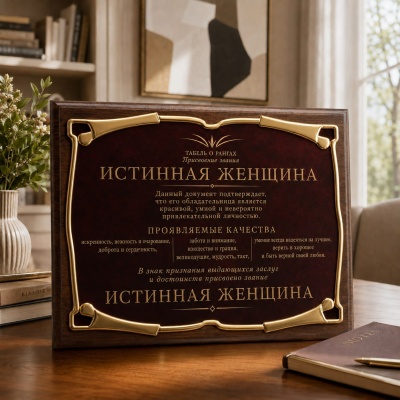 Плакетка наградная Истинная женщина в черной коробке