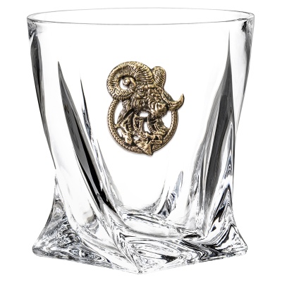 Бокал для виски с накладкой "Козерог", в коробке из дизайнерского картона