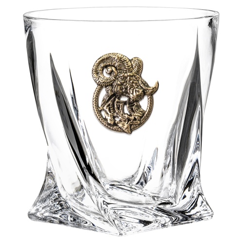 Бокал для виски с накладкой "Козерог", в коробке из дизайнерского картона