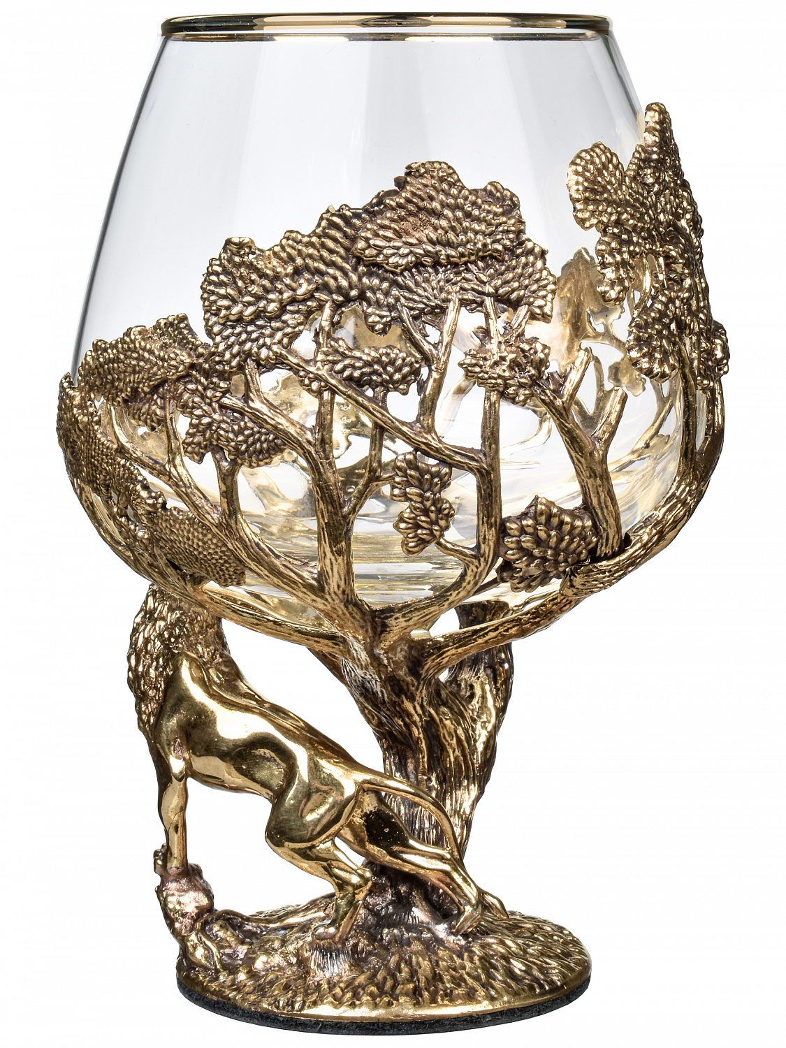 Бокал для коньяка "Лев" (ROYAL) 420 мл в деревянной шкатулке