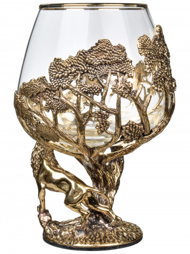 Бокал для коньяка "Лев" (ROYAL) 420 мл в деревянной шкатулке