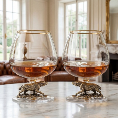 Набор из 2-х бокалов для коньяка "Волк" в черной подарочной коробке