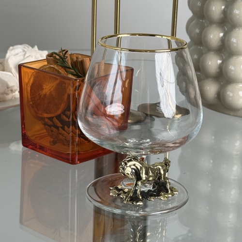 Набор из 2-х бокалов для коньяка со статуэткой Лошадь в черной подарочной коробке