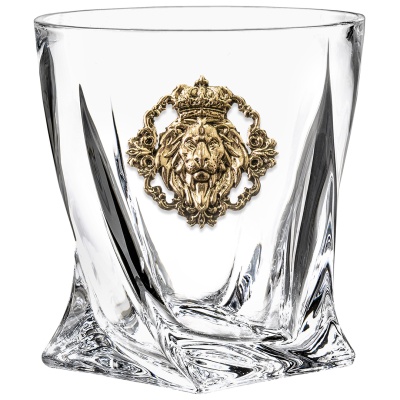 Набор 2 бокала для виски с накладкой "Лев" и "Львица", в шкатулке Mr Whiskey