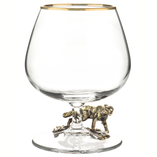 Набор из 2-х бокалов для коньяка "Волк" в черной подарочной коробке