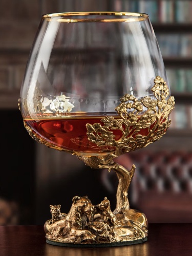 Бокал для коньяка Львица со львятами 420 мл в подарочной коробке