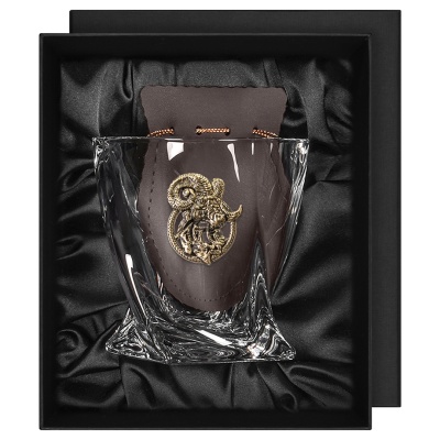 Бокал для виски с накладкой "Козерог", в коробке из дизайнерского картона