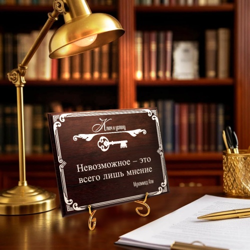 Плакетка подарочная "Невозможное - это всего лишь мнение" в картонной коробке