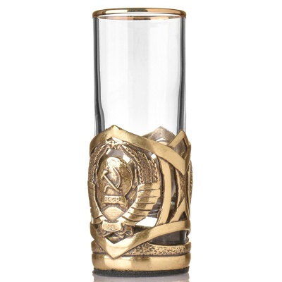 Набор штоф и 6 стопок патрон "Герб СССР", в коробке из дизайнерского картона