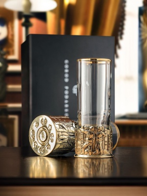 Набор 2 стопки патрон Профессии "Строитель",  в черной подарочной упаковке.