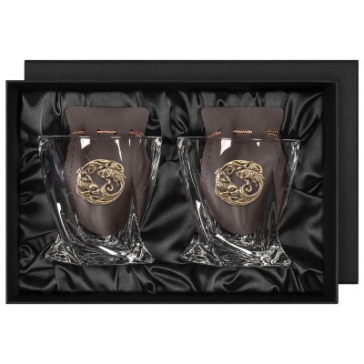 Набор 2 бокала для виски с накладкой "Рыбы", в коробке из дизайнерского картона