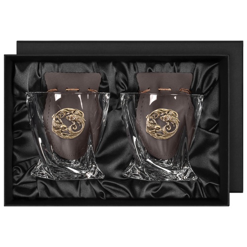 Набор 2 бокала для виски с накладкой "Рыбы", в коробке из дизайнерского картона