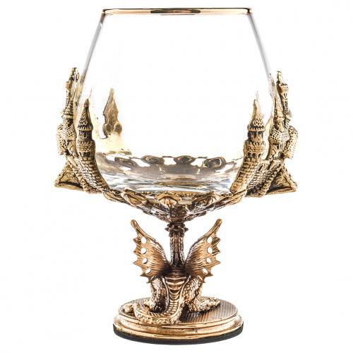 Бокал для коньяка Дракон на шаре 420 мл в деревянной шкатулке