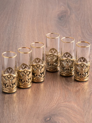 Набор 6 стопок Патрон "Герб РФ" "Великая Россия",в черн. под уп.