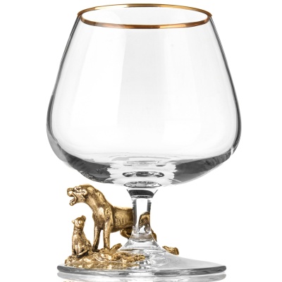 Подарочный бокал для коньяка "Львица" в картонной коробке