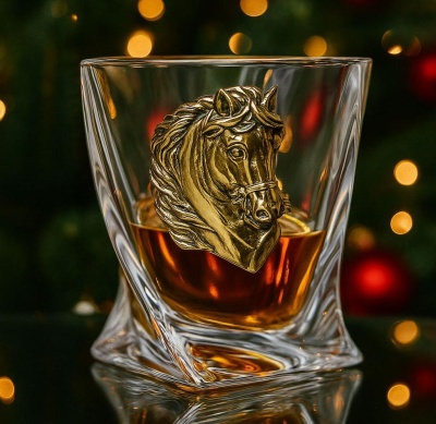Бокал для виски квадро Лошадь в картонной коробке
