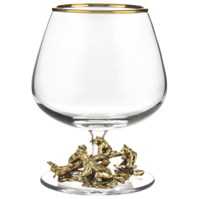 Набор из 2-х бокалов для коньяка "Медведи" в черной подарочной коробке