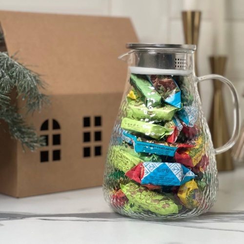 Набор С Новым годом: чайник, конфеты, упаковка Домик