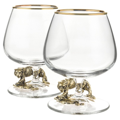 Набор из 2-х бокалов для коньяка "Тигр" в черной подарочной коробке