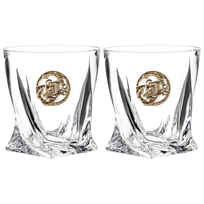 Набор 2 бокала для виски с накладкой "Рак", в коробке из дизайнерского картона