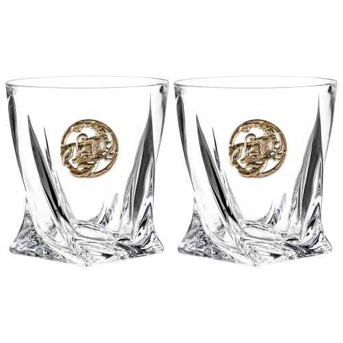 Набор 2 бокала для виски с накладкой "Рак", в коробке из дизайнерского картона