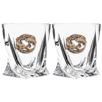 Набор 2 бокала для виски с накладкой "Рыбы", в шкатулке Mr Whiskey