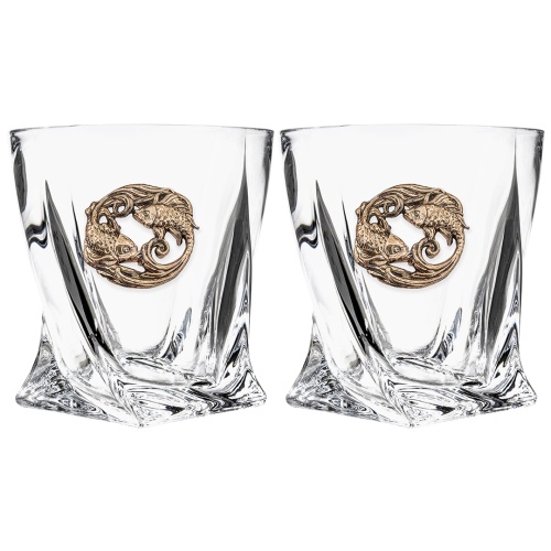 Набор 2 бокала для виски с накладкой "Рыбы", в шкатулке Mr Whiskey