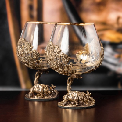 Набор 2 бокала для коньяка "Кабан", в коробке из дизайнерского картона