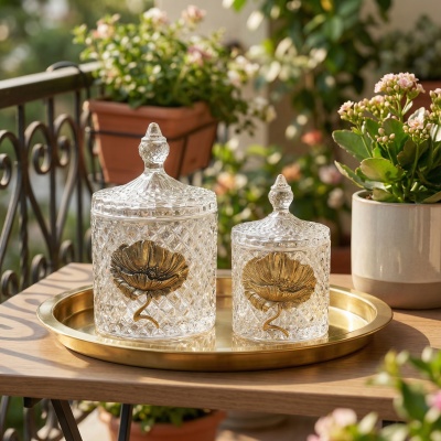 Набор Маки: две шкатулки большая и малая с накладками Мак в черной подарочной коробке