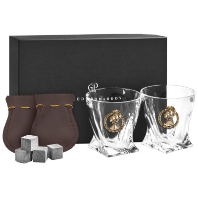 Набор 2 бокала для виски с накладкой "Дева", в коробке из дизайнерского картона