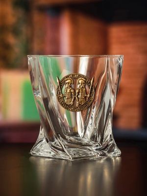 Набор из 2х бокалов для виски Квадро с накладкой "Близнецы", упаковка Mr Whiskey,