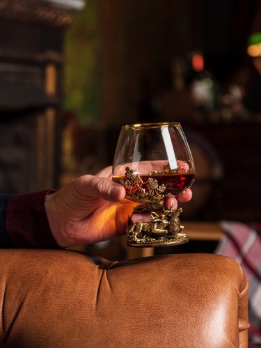 Бокал для коньяка Охота на Оленя 420 мл в подарочной коробке