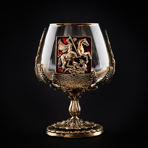 Бокал для коньяка 420 мл Москва Георгий Победоносец в подарочной коробке