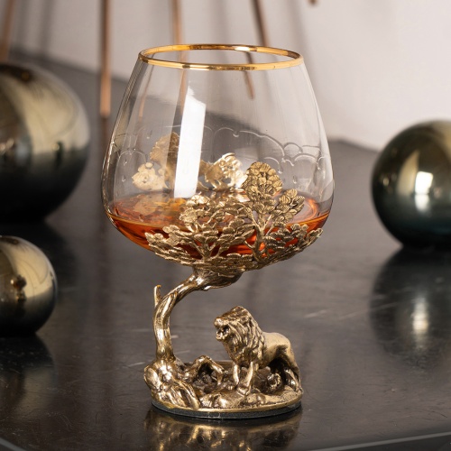 Бокал для коньяка Царь Лев 420 мл в подарочной коробке