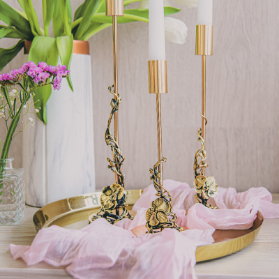 Подарочный набор из 3 подсвечников "Орхидея" в подарочной коробке