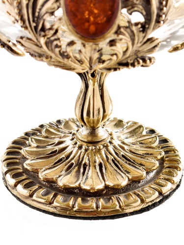 Набор 2 бокала для коньяка с искусственным камнем "Янтарь коньячный", в шкатулке из массива