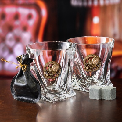 Набор 2 бокала для виски с накладкой "Водолей", в шкатулке Mr Whiskey