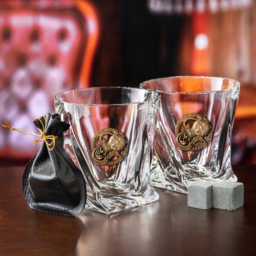 Набор 2 бокала для виски с накладкой "Водолей", в шкатулке Mr Whiskey
