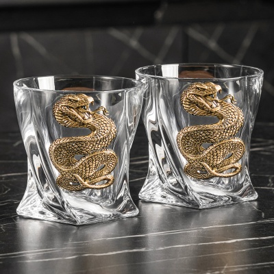 Набор 4 бокала для виски "Змея", в коробке из дизайнерского картона