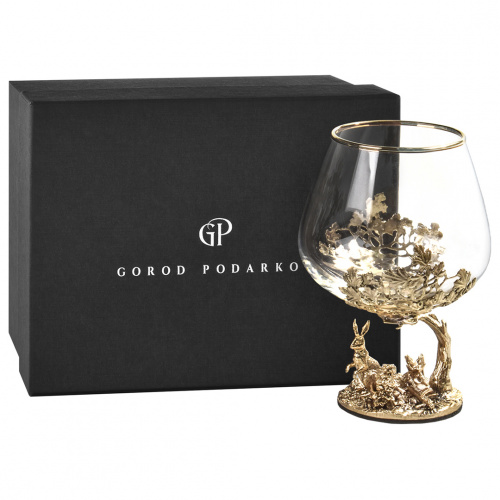 Бокал для коньяка "Заяц" 420 мл в подарочной коробке
